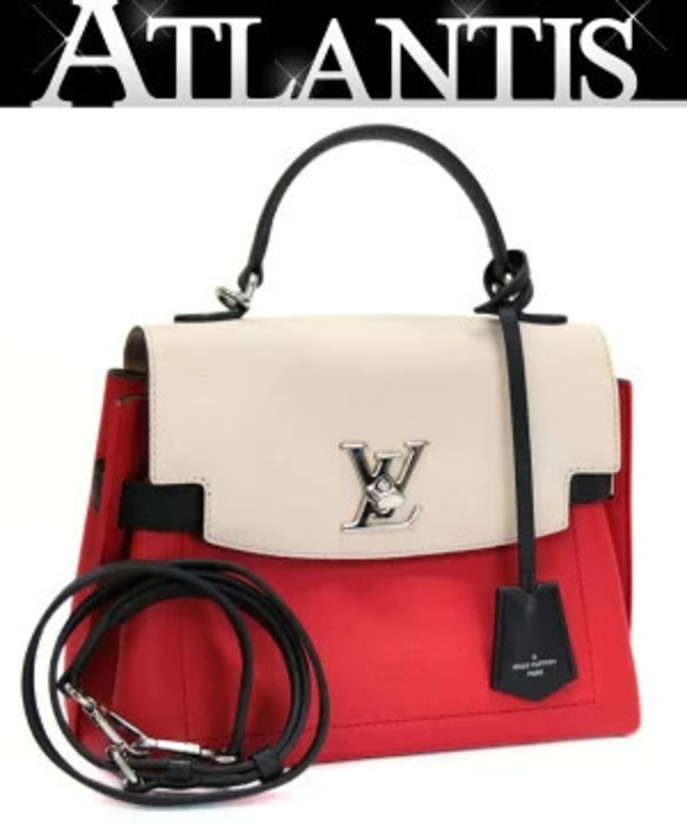 Louis Vuitton Lockme Eva Hand Shoulder Bag Kabuki White x Red